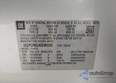 2014 Chevrolet Silverado 1500 Lt from USA, damaged, VIN 3GCPCREC4EG486005